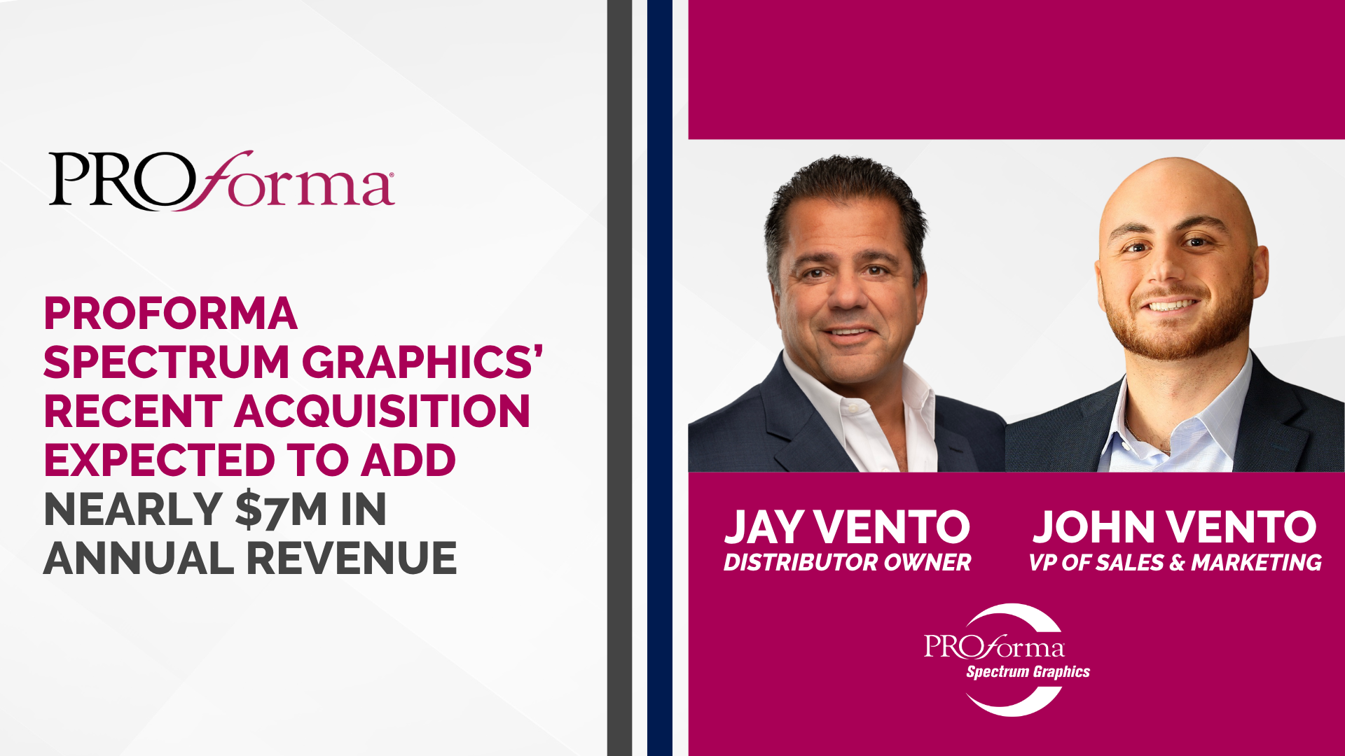 Proforma Celebrates Proforma Spectrum Graphics’ Recent Acquisition, Expected to Add Nearly $7M in Annual Revenue